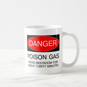 Caneca De Café Perigo - Gás Venenoso (Evite o Banheiro) Camiseta 