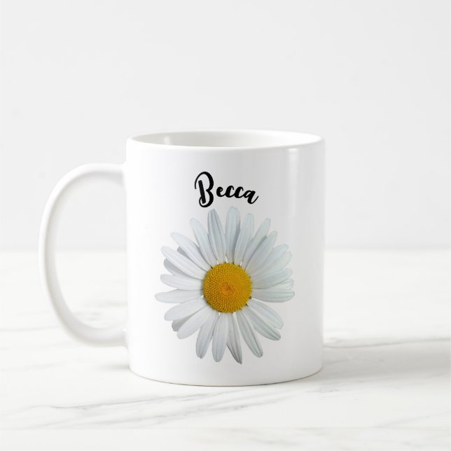 Caneca De Café Perky White Daisy Flower Personalizada Mug (Esquerda)