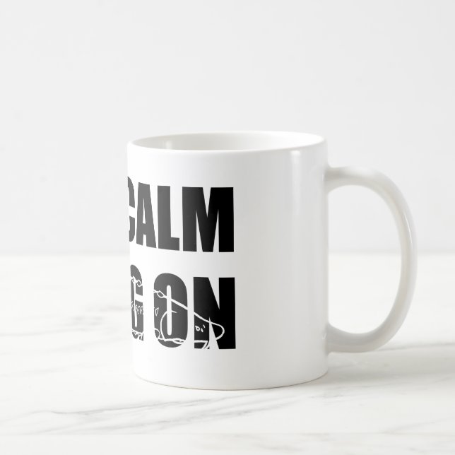 Caneca De Café Permaneça a calma & o Sturg sobre - Sturg branco - (Direita)