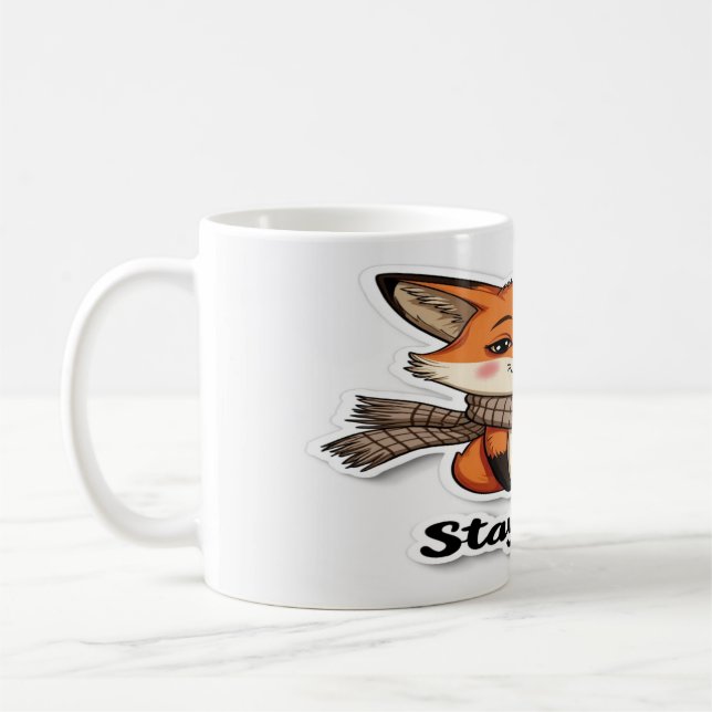 Caneca De Café Permaneça Foxy - Design de Citação Confiante e Rep (Esquerda)
