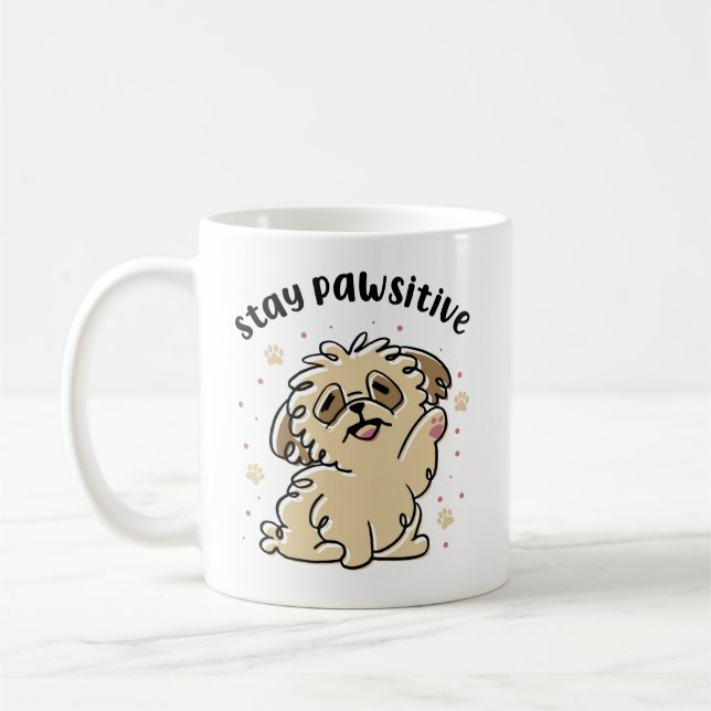 Caneca De Café Permaneça Pawsitivo (Esquerda)