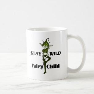 Caneca De Café Permaneça Selvagem Fada Infantil de Café