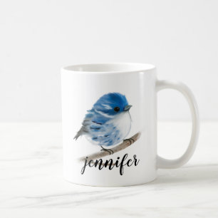 Caneca De Café Pernilas de pássaro azul personalizadas