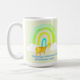 Caneca De Café Perseguindo Arco-íris e Sonecas Gatinho Ruivo Fofo