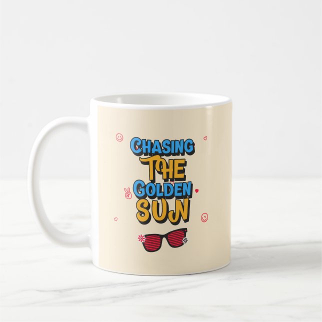 Caneca De Café Perseguindo o Sol do Ouro (Esquerda)