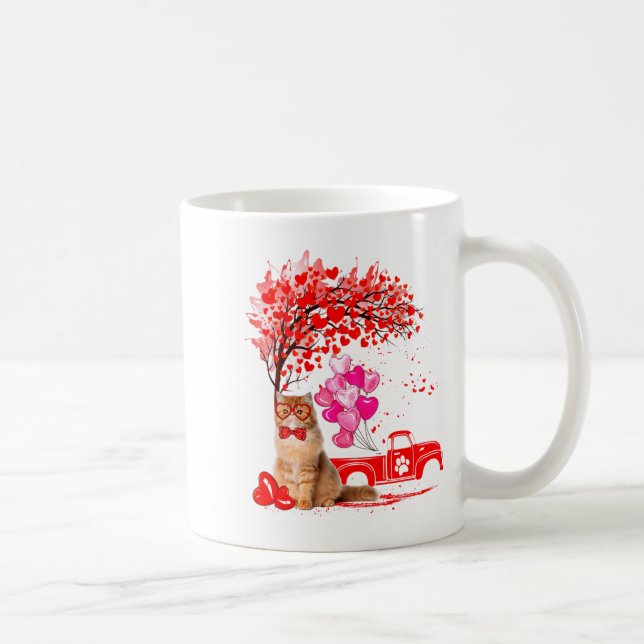 Caneca De Café Persian Cat Heart Tree Valentines Day  (Direita)