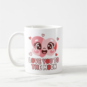 Caneca De Café Personagem Coração Fofo Ama Você Até a Lua