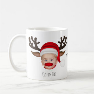 Caneca De Café Personagem de Natal Engraçado Rosto Personalizado