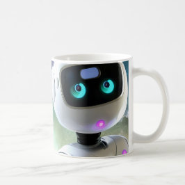 Caneca De Café Personagem de Robô Amigável e Retro Futurista