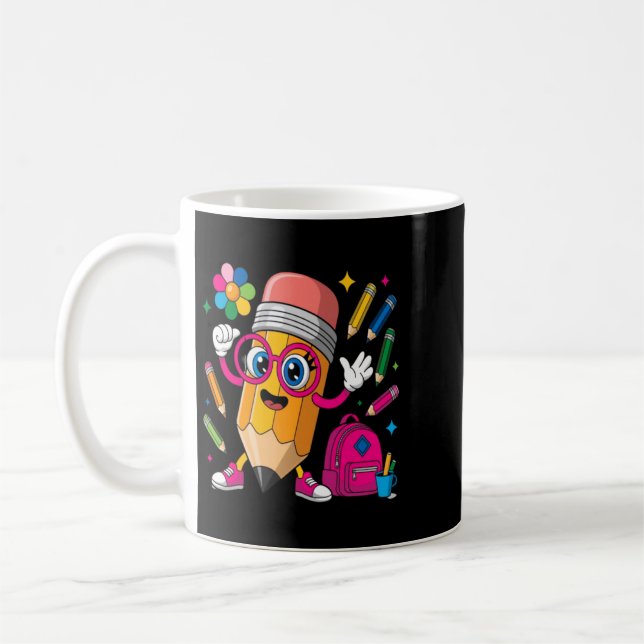 Caneca De Café Personagem Lápis Aprender Criar (Esquerda)