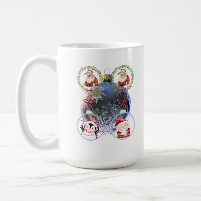 Caneca De Café Personagens de Feriado em um Enfeite de Floco de N (Esquerda)