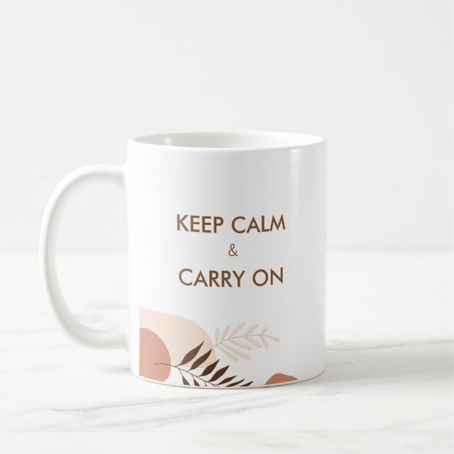 Caneca De Café Personalised Keep Calm & Carry On Modern Chic  (Esquerda)