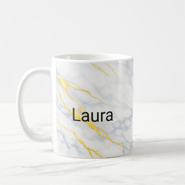 Caneca De Café Personalised Mug Gold Veining Effect Custom Mug  (Esquerda)