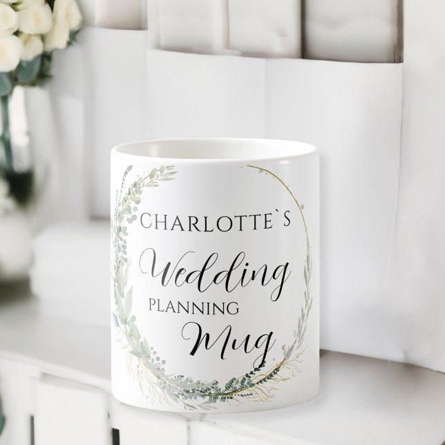 Caneca De Café Personalisierbar- Wedding-Planning-Mug     (Customer specific, floral "Wedding-Planning-Mug". Coffee Mug, with the name of the Bride..)