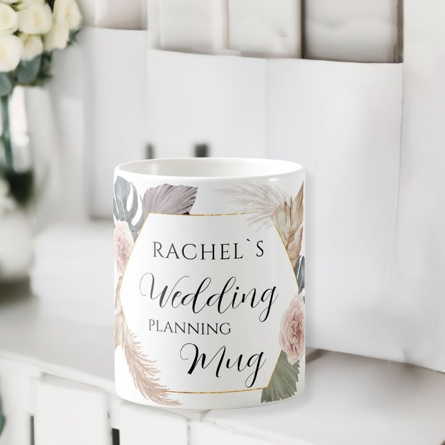 Caneca De Café Personalisierbar- Wedding-Planning-Mug    (Customer specific, boho, floral "Wedding-Planning-Mug". Coffee Mug, with the name of the Bride..)