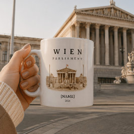 Caneca De Café Personalisierte Wien Parlament Tasse | Name & Jahr