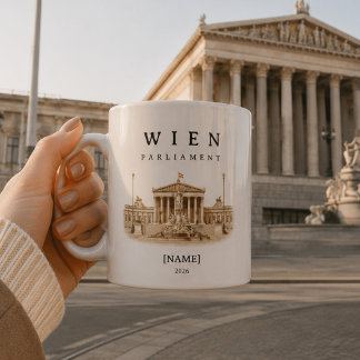 Caneca De Café Personalisierte Wien Parlament Tasse | Name & Jahr