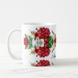 Caneca De Café Personalização da Aquarela Floral Red Burgundy