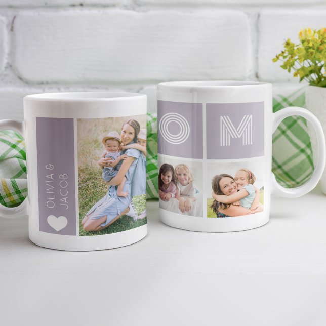 Caneca De Café Personalização da Colagem de Fotografias da Mãe (Criador carregado)