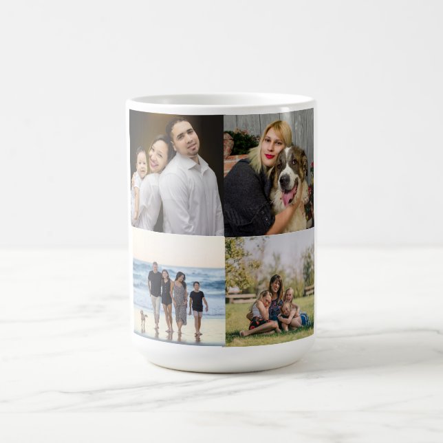Caneca De Café Personalização da Colagem de Fotos da Família Mode (Centro)