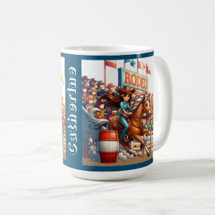 Caneca De Café Personalização da Corrida de Barrel, Rodeio Ociden