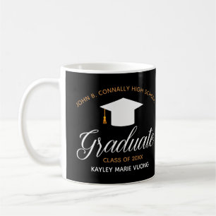 Caneca De Café Personalização da Escola Chic Dourada de Gradua