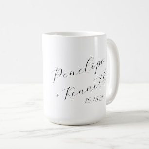 Caneca De Café Personalização de Casamento Branco da Caligrafia d