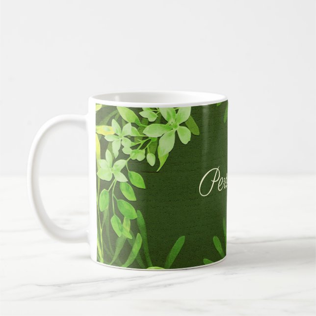 Caneca De Café Personalização de Folhagem de Folhas Verdes (Esquerda)