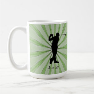 Caneca De Café Personalização do Golfer Silhouette