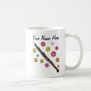 Caneca De Café Personalização do Músico Floral Oboist Woodwind