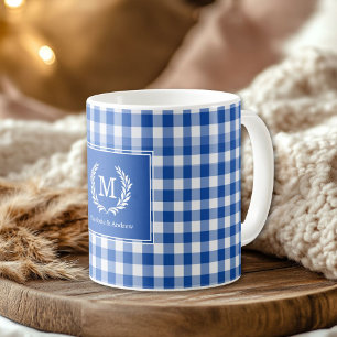 Caneca De Café Personalização do Paixão do Monograma Azul