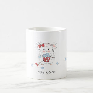 Caneca De Café Personalização Floral de Pequeno Hamster Bonito