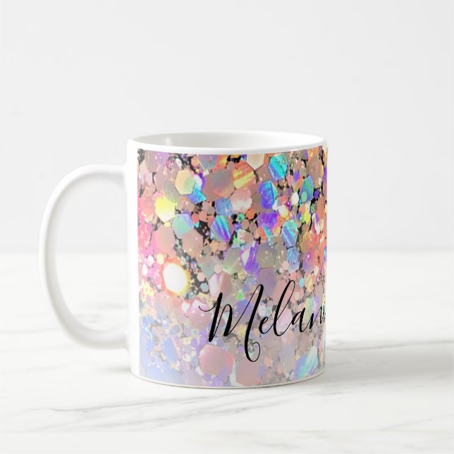Caneca De Café Personalização Holográfica Moderna e Elegante de P (Esquerda)