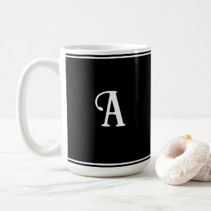 Caneca De Café Personalização simples e elegante de preto e branc