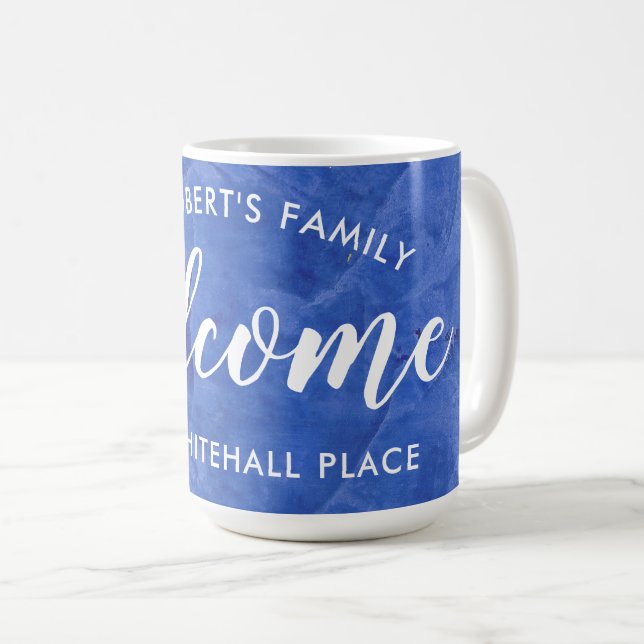 Caneca de Café Personalizada Azul Marinho Moderna (Frente Esquerda)