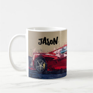 Caneca de Café Personalizada Carro de Corrida Verm