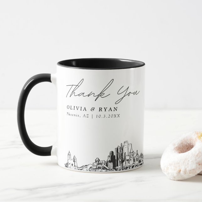 Caneca de Café Personalizada Casamento Phoenix (Com Donut)