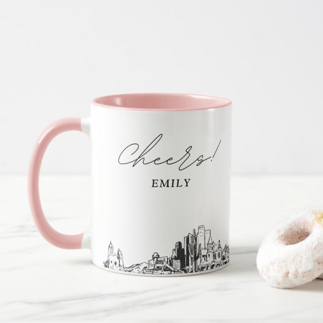 Caneca de Café Personalizada Casamento Phoenix (Com Donut)