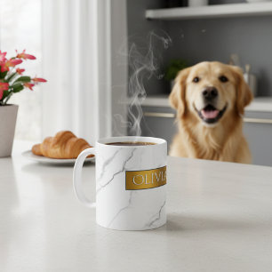 Caneca de Café Personalizada Chic com Nome em Márm