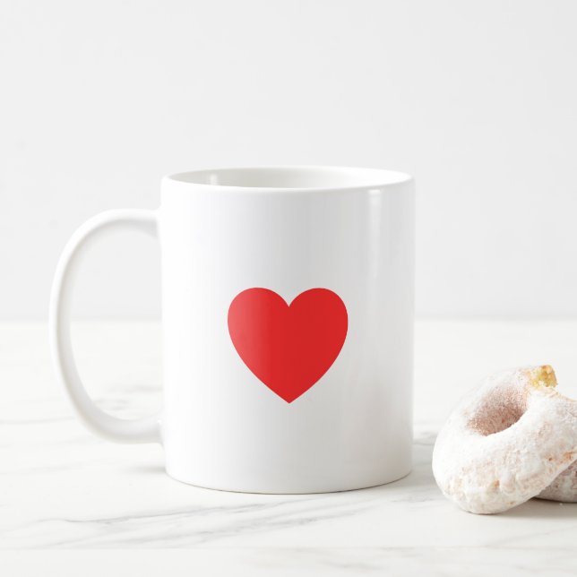 Caneca de Café Personalizada com Coração Vermelho (Com Donut)