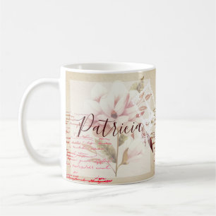 Caneca de café personalizada com flores vintage
