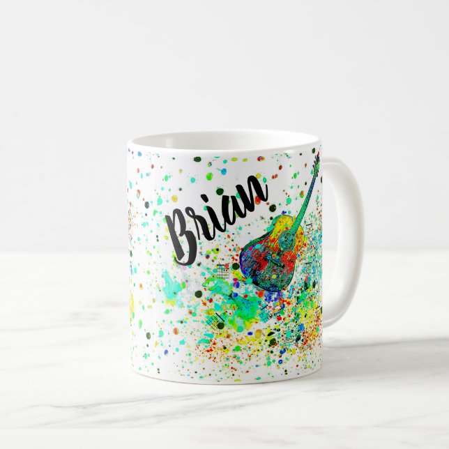 Caneca de Café personalizada com Guitarra e acorde (Frente Esquerda)