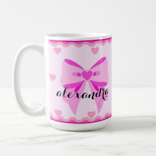 Caneca de Café Personalizada com Laço Rosa Alexand