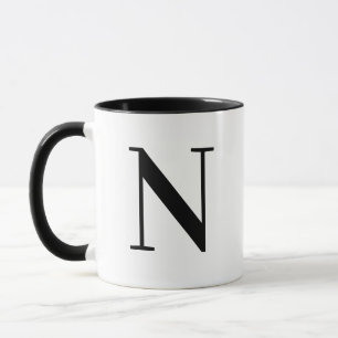 Caneca de Café Personalizada com Letra N Monograma