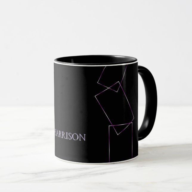 Caneca de Café Personalizada com Moldura Geométric (Frente Esquerda)