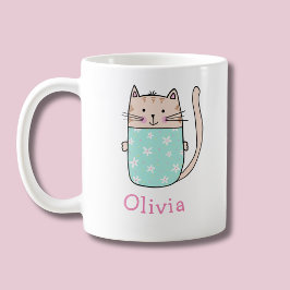 Caneca de Café Personalizada com Nome de Gatinho F