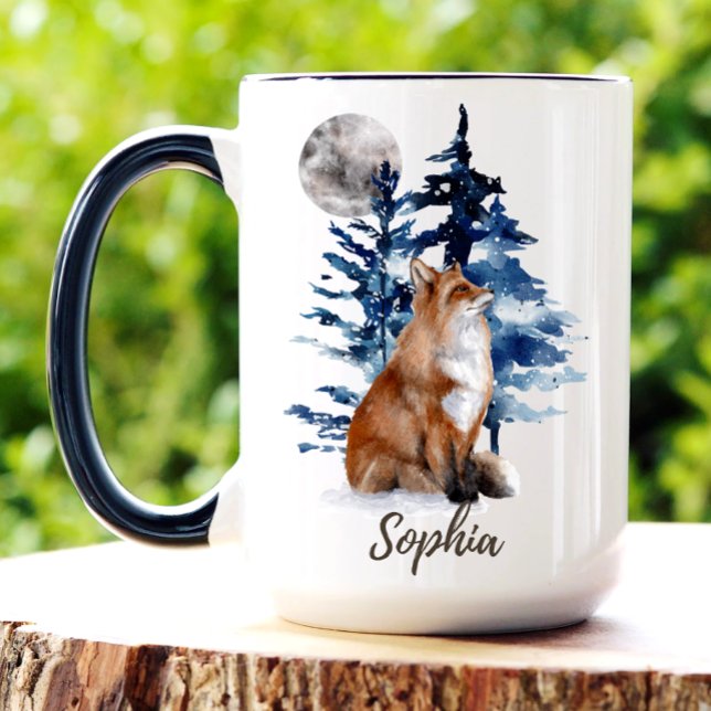 Caneca de Café Personalizada com Raposa em Aquarel (Criador carregado)