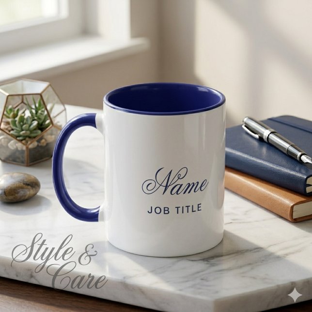 Caneca de Café Personalizada Combo Marinho Nome (Personalized Navy Combo Custom Coffee Mug Name)