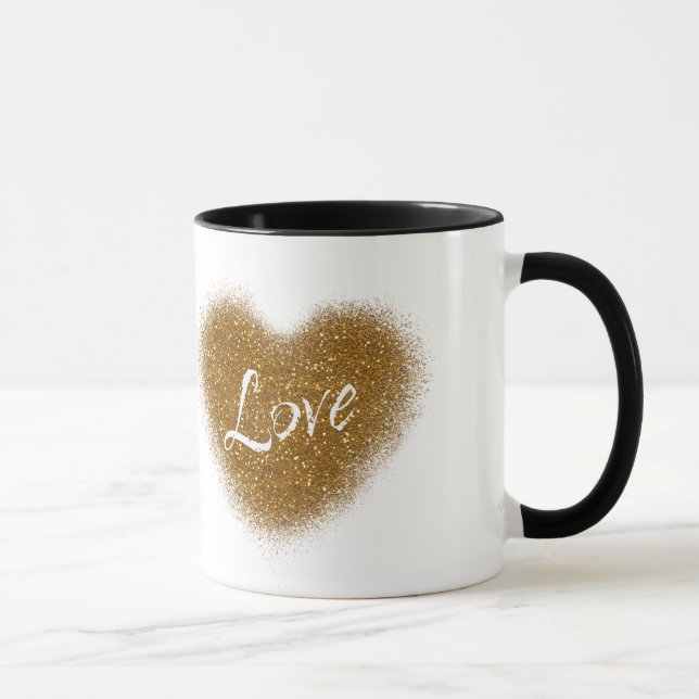 Caneca de Café Personalizada Coração LOVE com Glit (Direita)