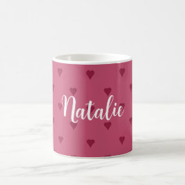 Caneca de Café Personalizada Corações Vermelhos